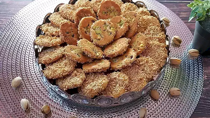 Galletas de sésamo y pistachos - Barazek - Cocina árabe